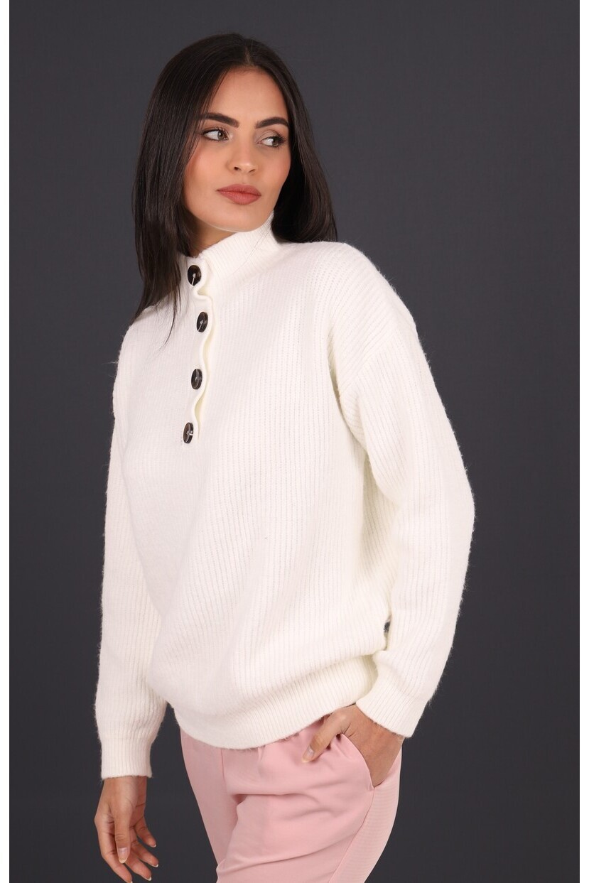 Düğmeli Triko Kazak 