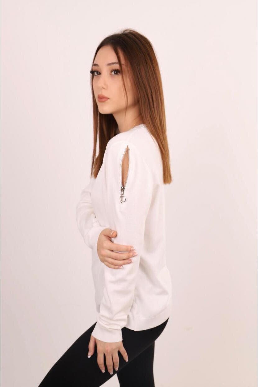 Omuz Fermuar Detaylı Triko 