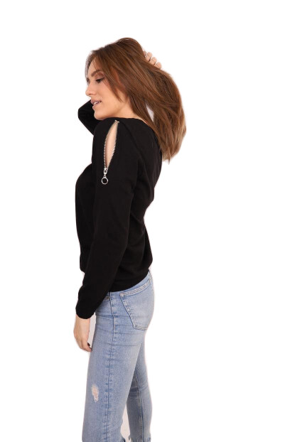 Omuz Fermuar Detaylı Triko 