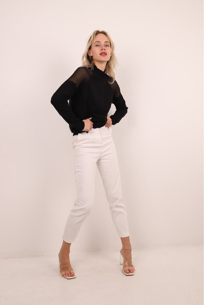 Omuz tül detaylı triko