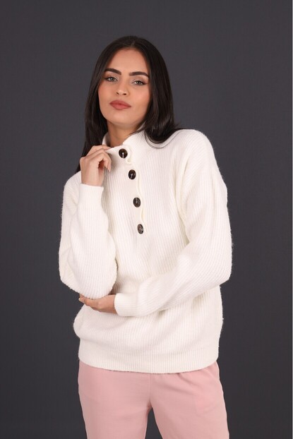 Düğmeli Triko Kazak 