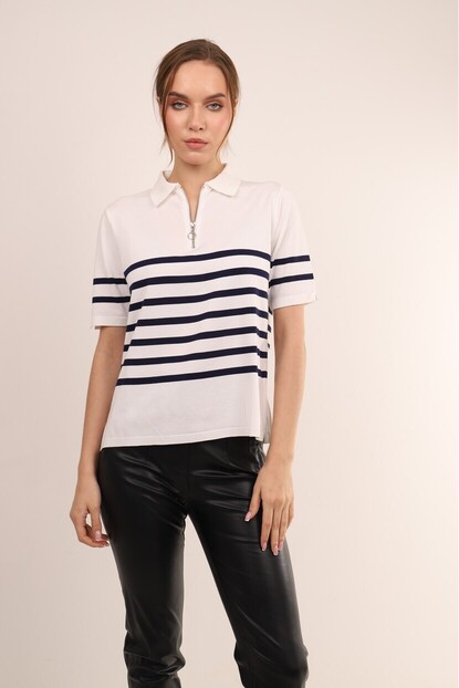 FERMUAR DETAY ÇİZGİLİ TRİKO