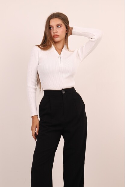 Fermuarlı Triko Kazak 