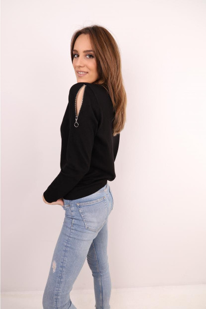 Omuz Fermuar Detaylı Triko 