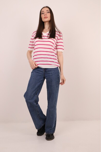 V Yaka Çizgili Triko