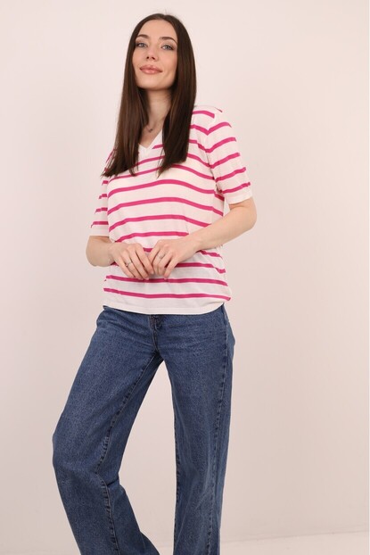 V Yaka Çizgili Triko