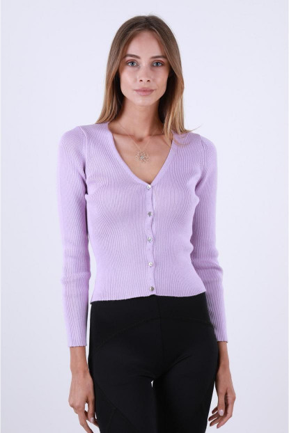 V Yaka Düğmeli Hırka