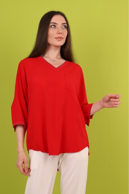 Yaka ve Kol Sim Detaylı Gömlek