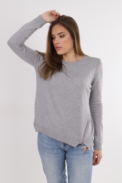 Yanları Fermuarlı Triko 